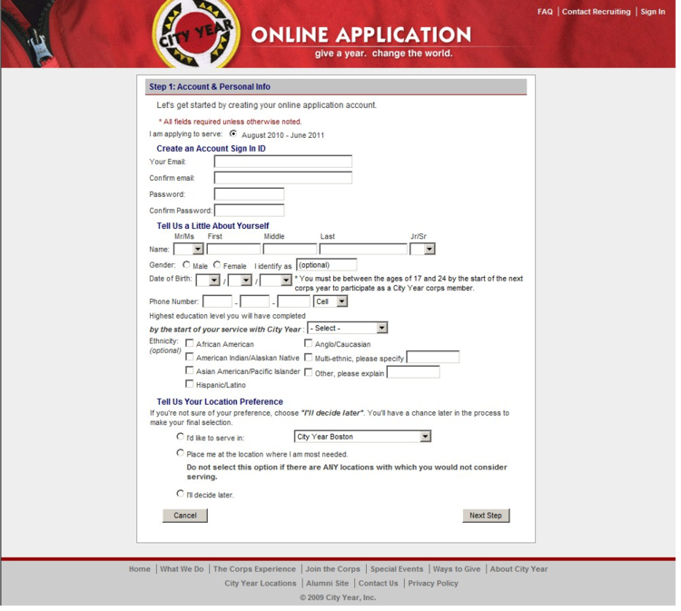 Image showing registration screen after the redesign.